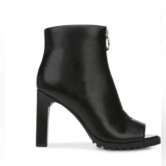 Bar III black, peep-toe,4" heel leather shoe, ships FREE! - Picture 3 of 11